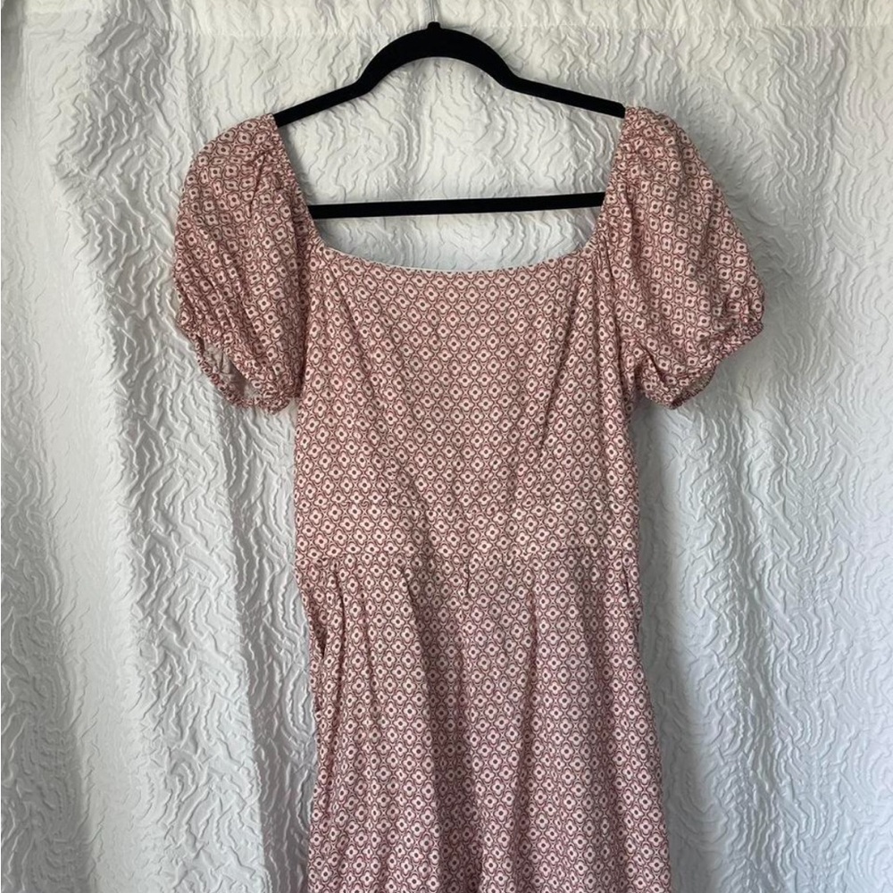 Floral Puff Sleeve Dress - Pink